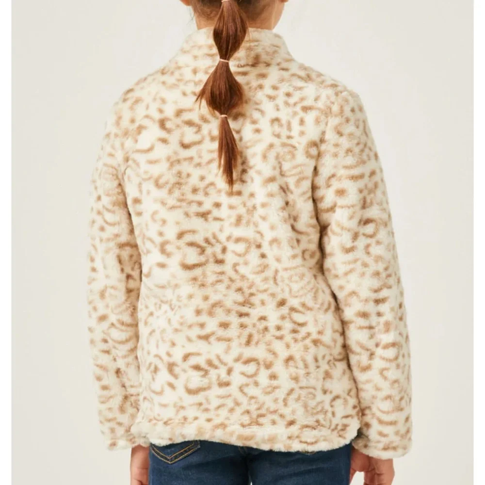 Hayden Girls Mock Neck Half Zip Leopard Print Top Size XL - Picture 2 of 8